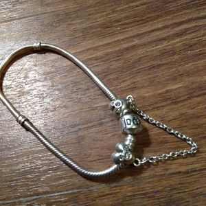 Pandora Bracelet with Mickey Mouse Safety Chain